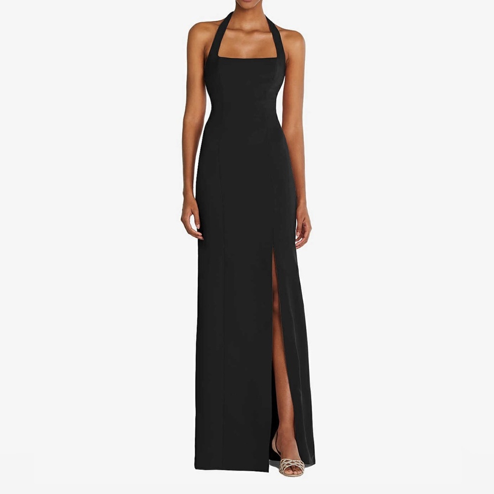 TIE HALTER OPEN BACK TRUMPET GOWN